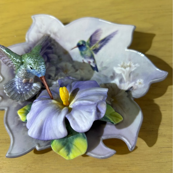 Lena Liu’s Blossoms of Tranquility Set of Four Hummingbird Wall Plaques - Picture 4 of 12